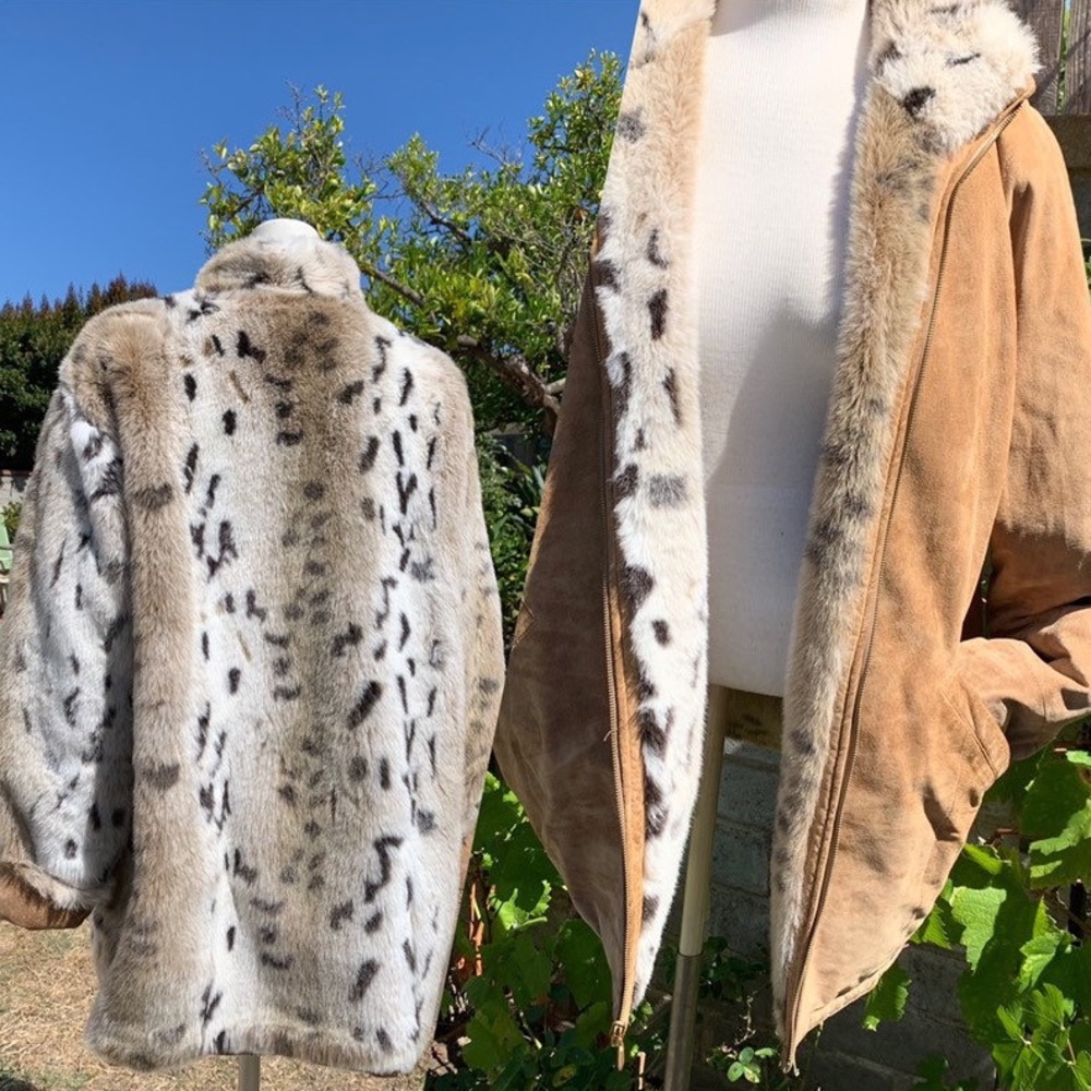 SOLD Vintage Reversible Suede Faux Fur Winter Coat - Picture 2 of 8